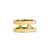 Front shot of double band gold ring resting on its side 