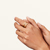 Model's hands wearing geometric double ring band