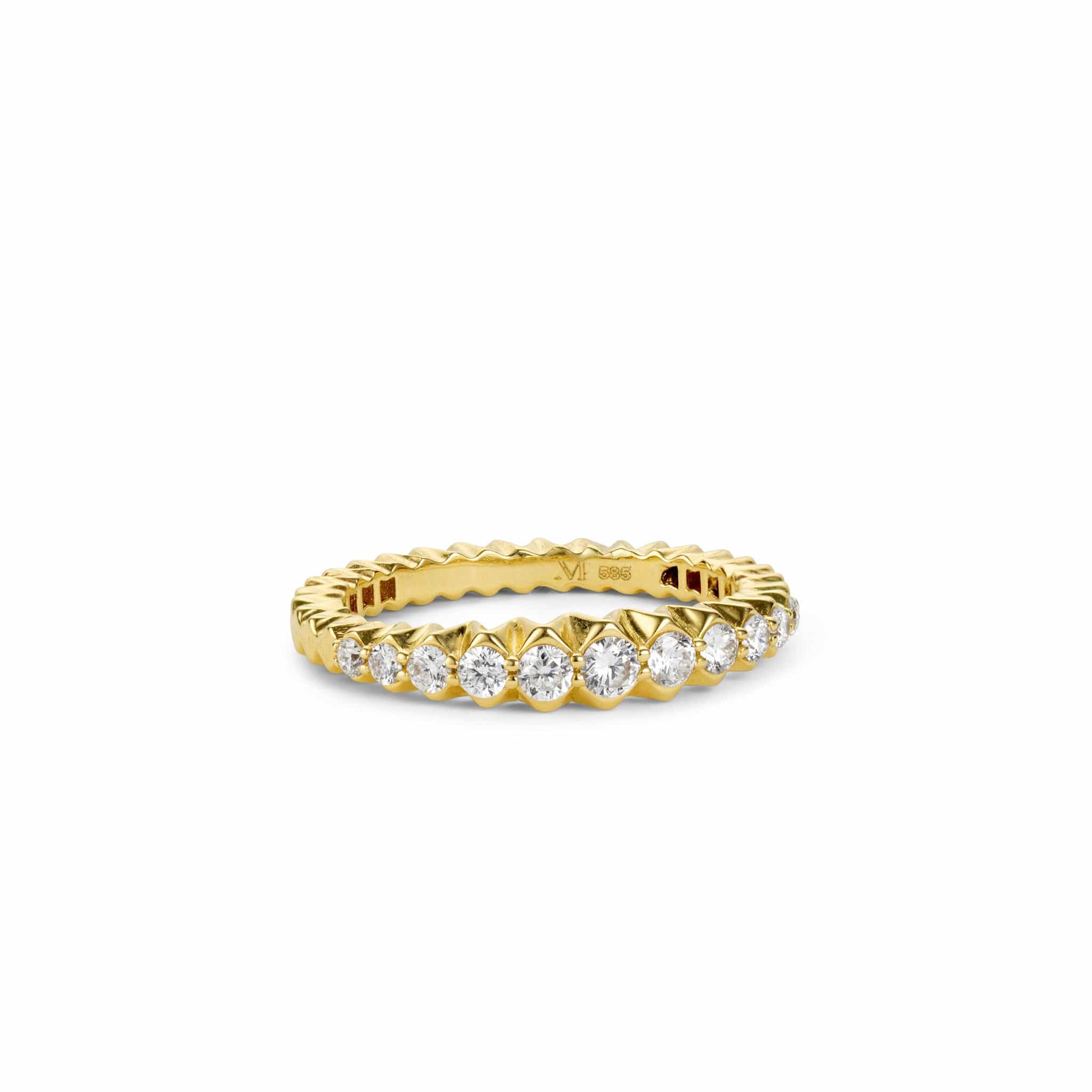 Front shot of ridge gold ring resting