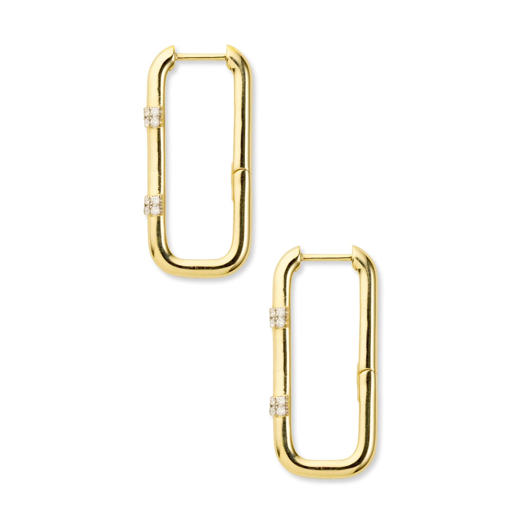Side shot of Rumi double row diamond hoop earrings