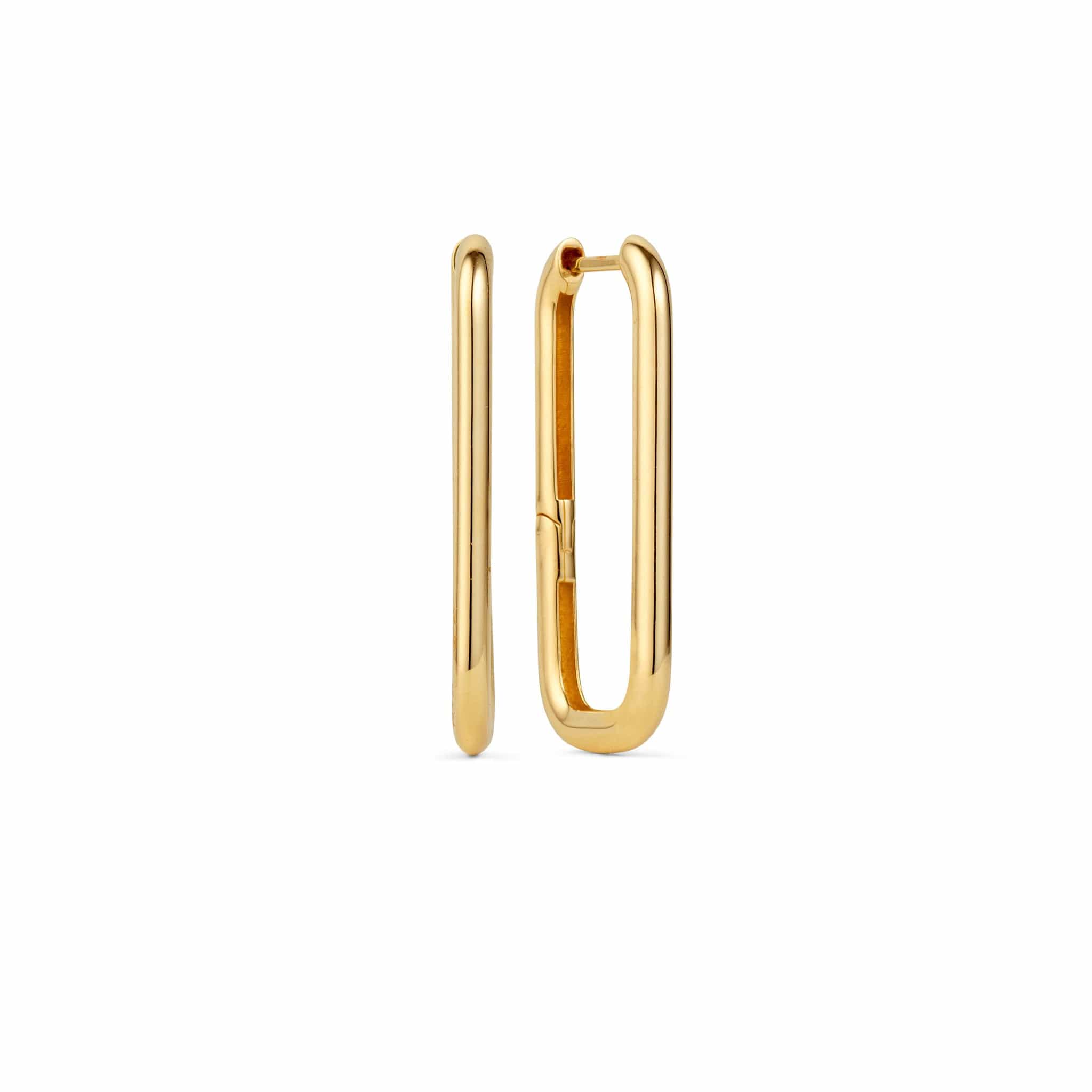 Front and side shot of rumi long earring hoops