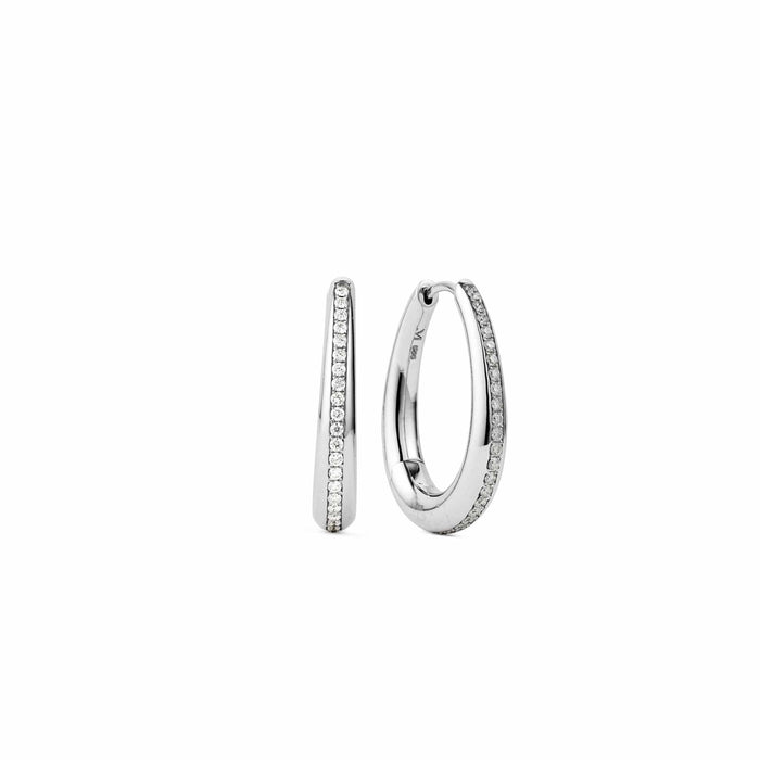 Front and side shot of teardrop diamond earrings