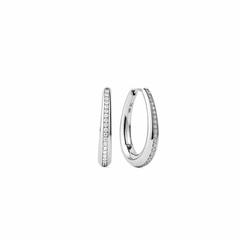 Front and side shot of teardrop diamond earrings