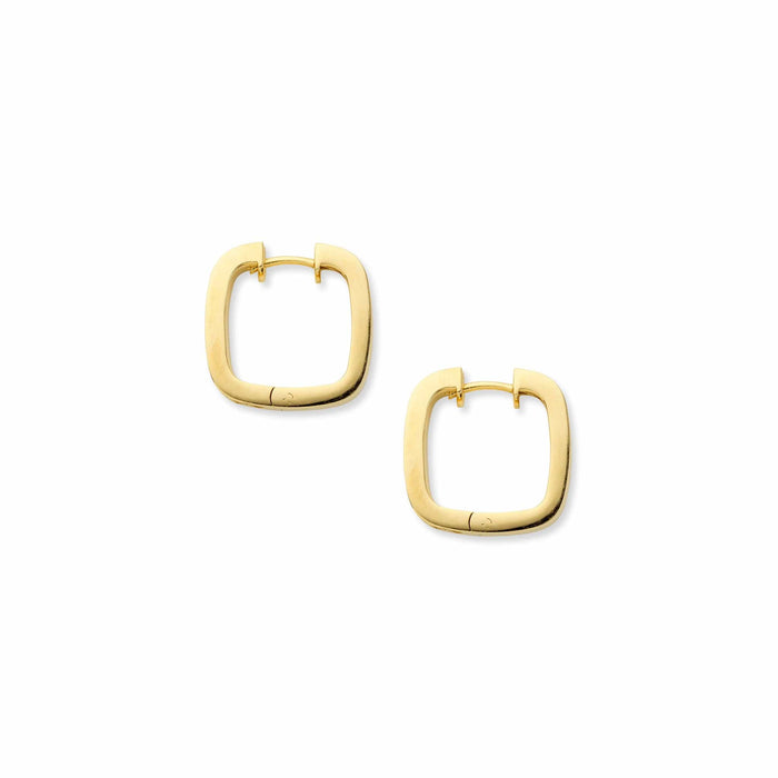 Side shot of square textured hoop earrings
