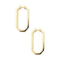 Side shot of large octagon hoop earrings