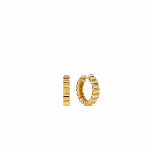 Sunburst Diamond Hoop Gold Earrings