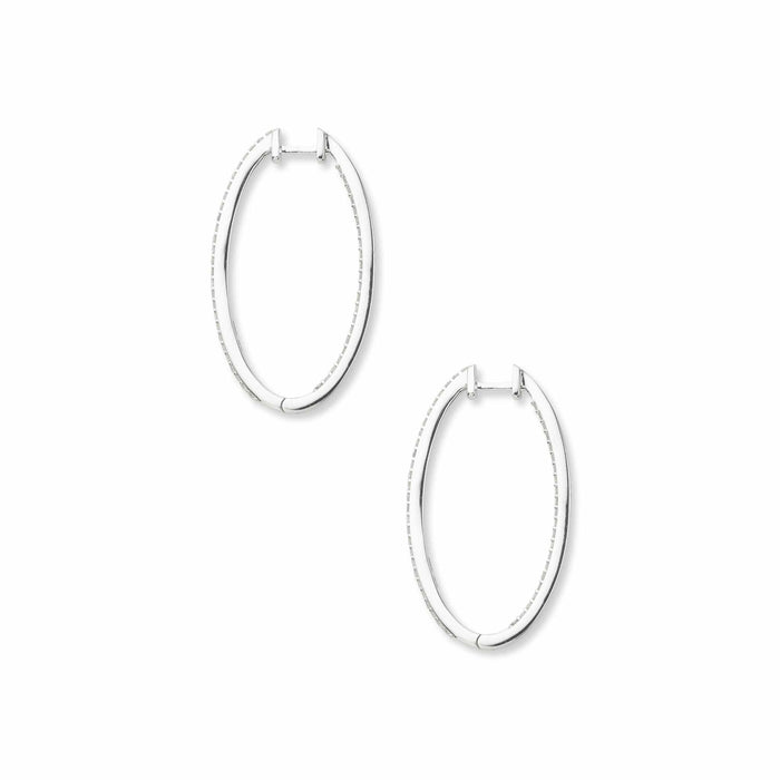 Side shot of double sided diamond earrings