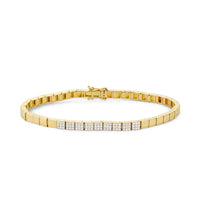 Front view of square diamond bracelet in gold
