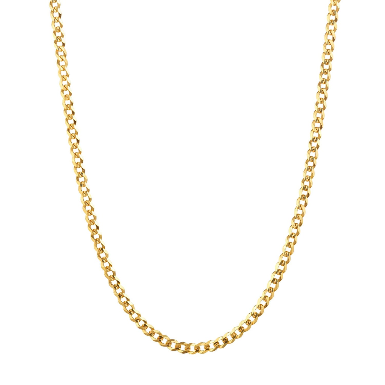 A 14k gold curb chain necklace.