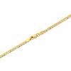 Close up of the clasp on the thin anklet chain in gold.