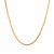 A gold snake chain necklace displayed against a white background.