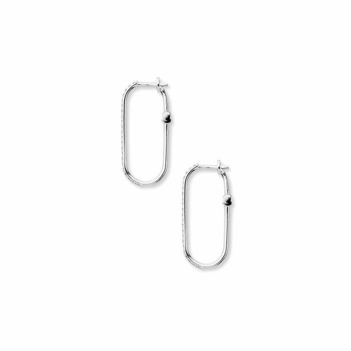 Side shot of diamond rectangle earrings