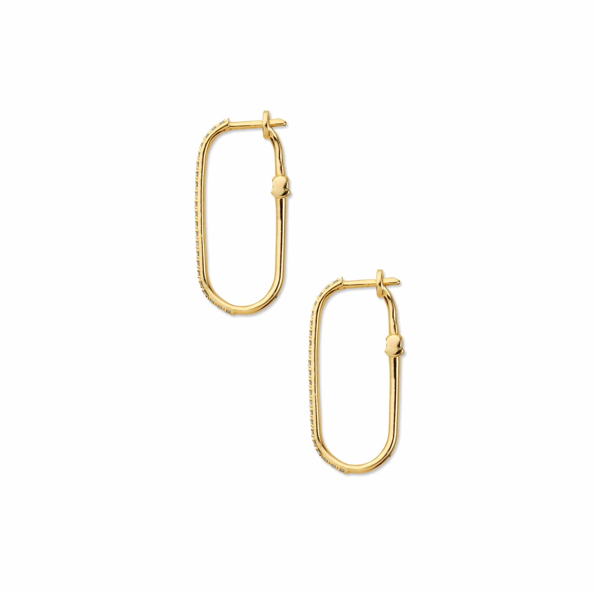 Side shot of diamond rectangle earrings