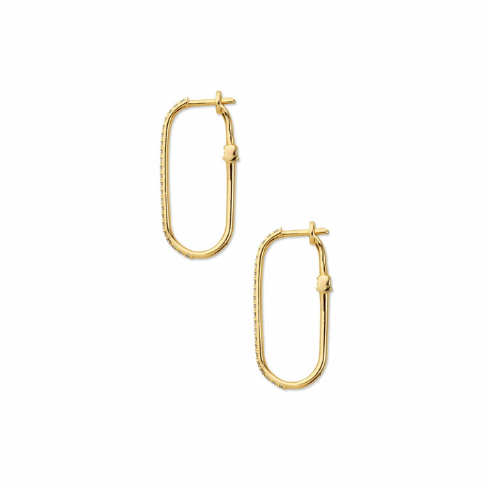 Side shot of diamond rectangle earrings