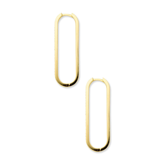 Side shot of rectangle diamond earrings in gold