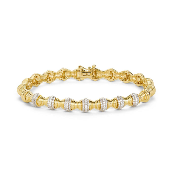 Front view of hourglass gold statement bracelet 