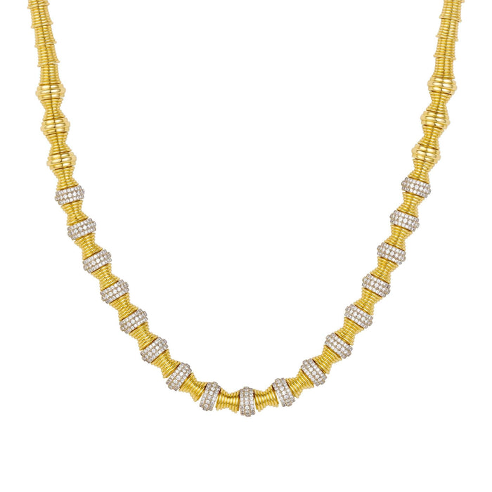 Closer view of hourglass diamond statement necklace design