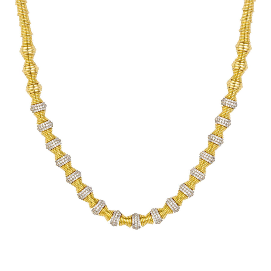Closer view of hourglass diamond statement necklace design