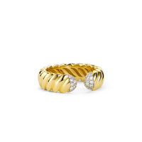 Front shot of gold twisted rope ring resting