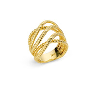 Angled front shot of infinity five band ring 