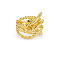Front shot of gold rope ring