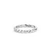 Side view of a white gold infinity ring.
