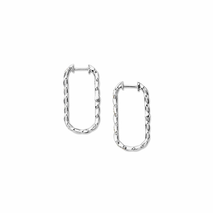Side view of infinity diamond hoop earrings