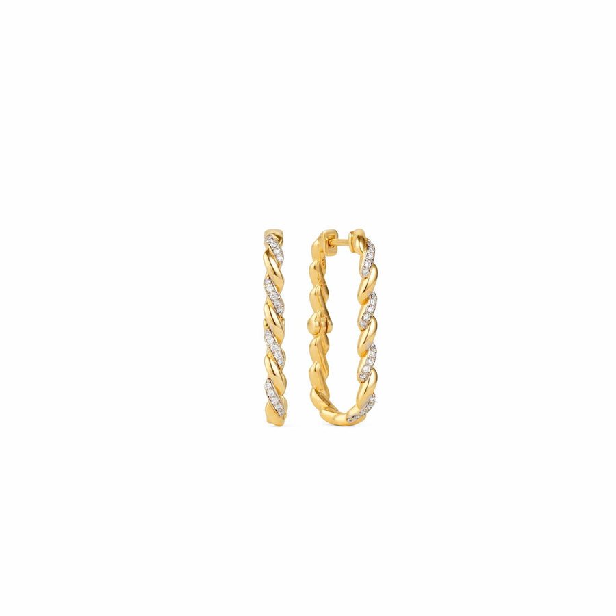 Front and side shot of infinity diamond earrings
