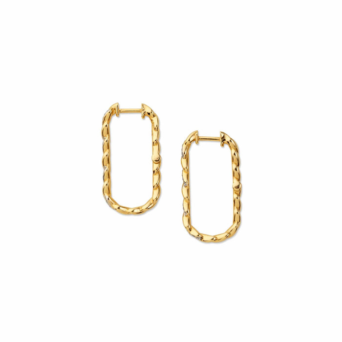 Side shot of infinity earrings with diamonds