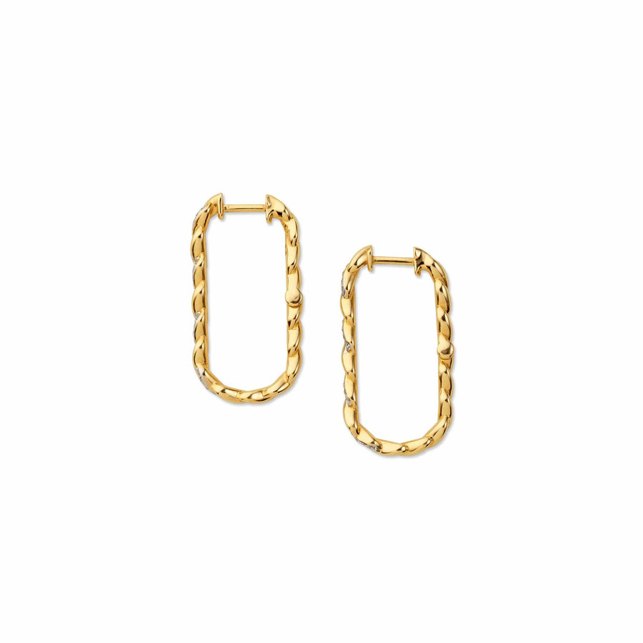 Side shot of infinity earrings with diamonds