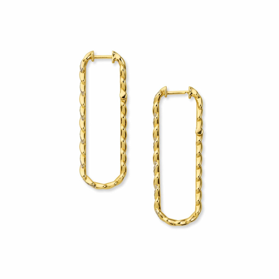 Infinity Rumi Diamond Long Gold Hoop Earrings