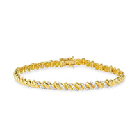 Front view of diamond 14k yellow gold infinity bracelet