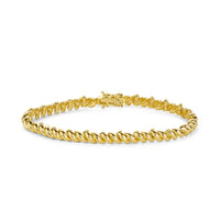 Front shot of gold infinity bracelet