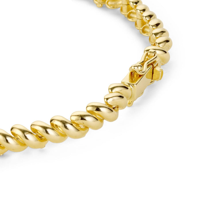 Close up shot of infinity gold bracelet clasp