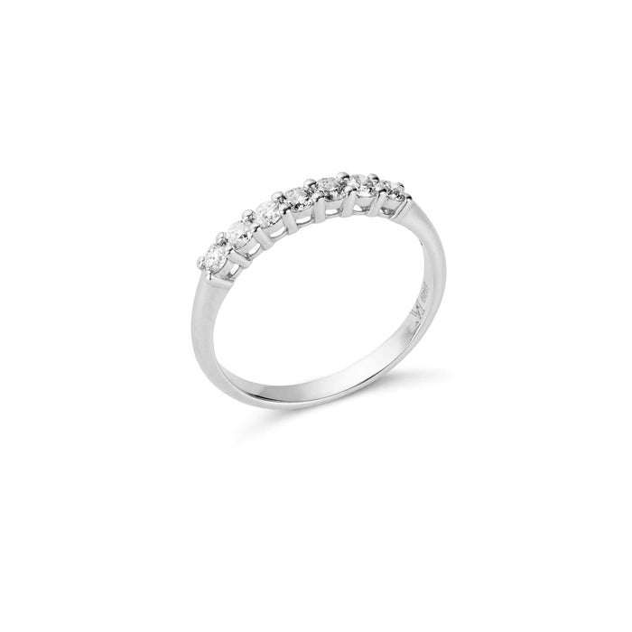 Front view of allumare half diamond band ring
