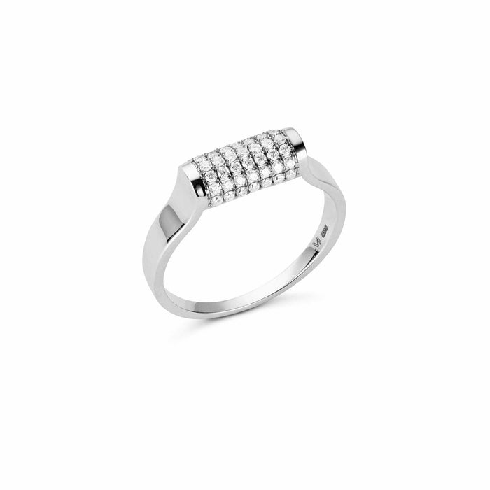 Front view of allumare white gold diamond cylinder ring 