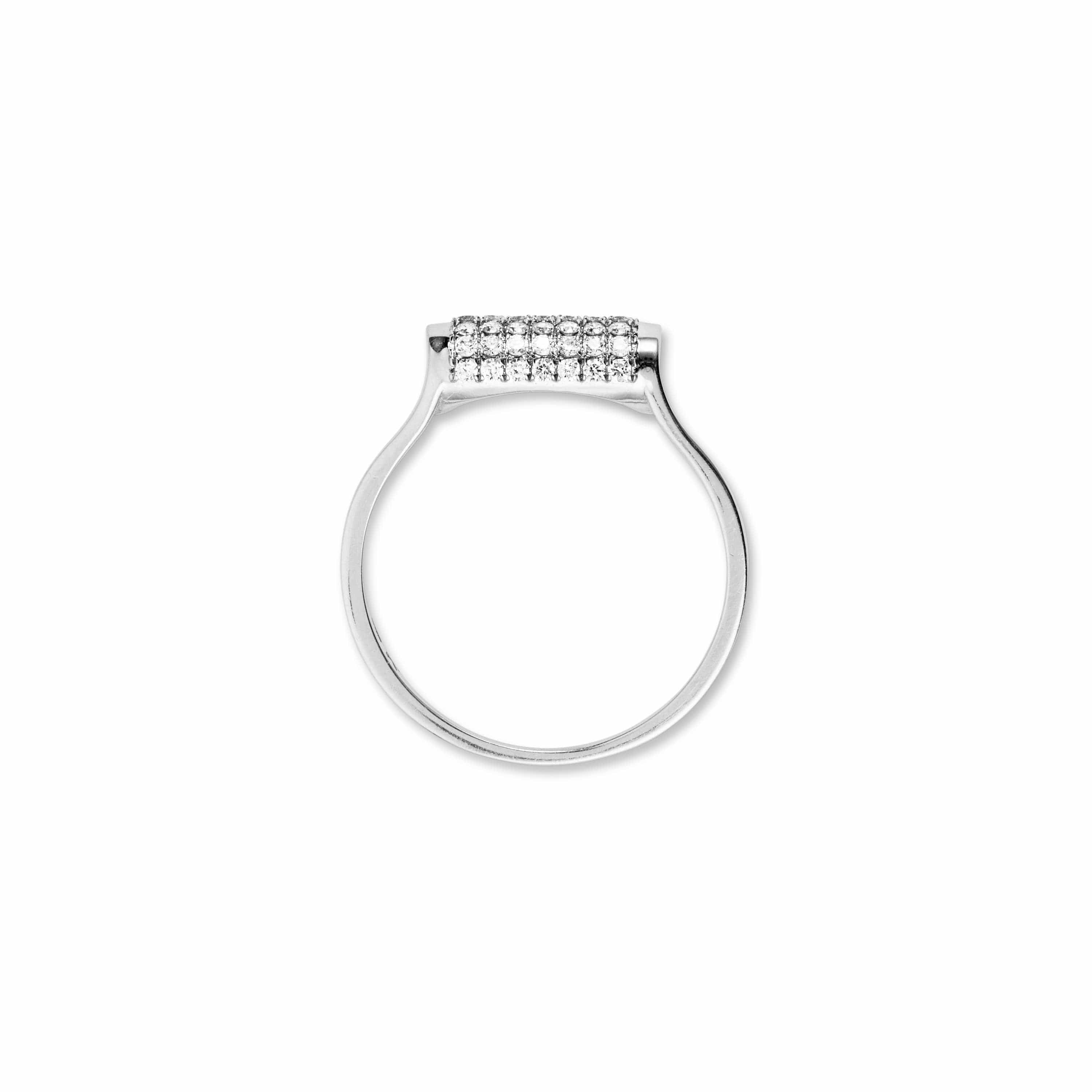 Side view of the allumare white gold diamond cylinder ring