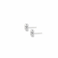Side view of the allumare diamond halo stud earrings