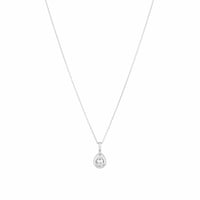 Front shot of allumare white gold diamond halo necklace