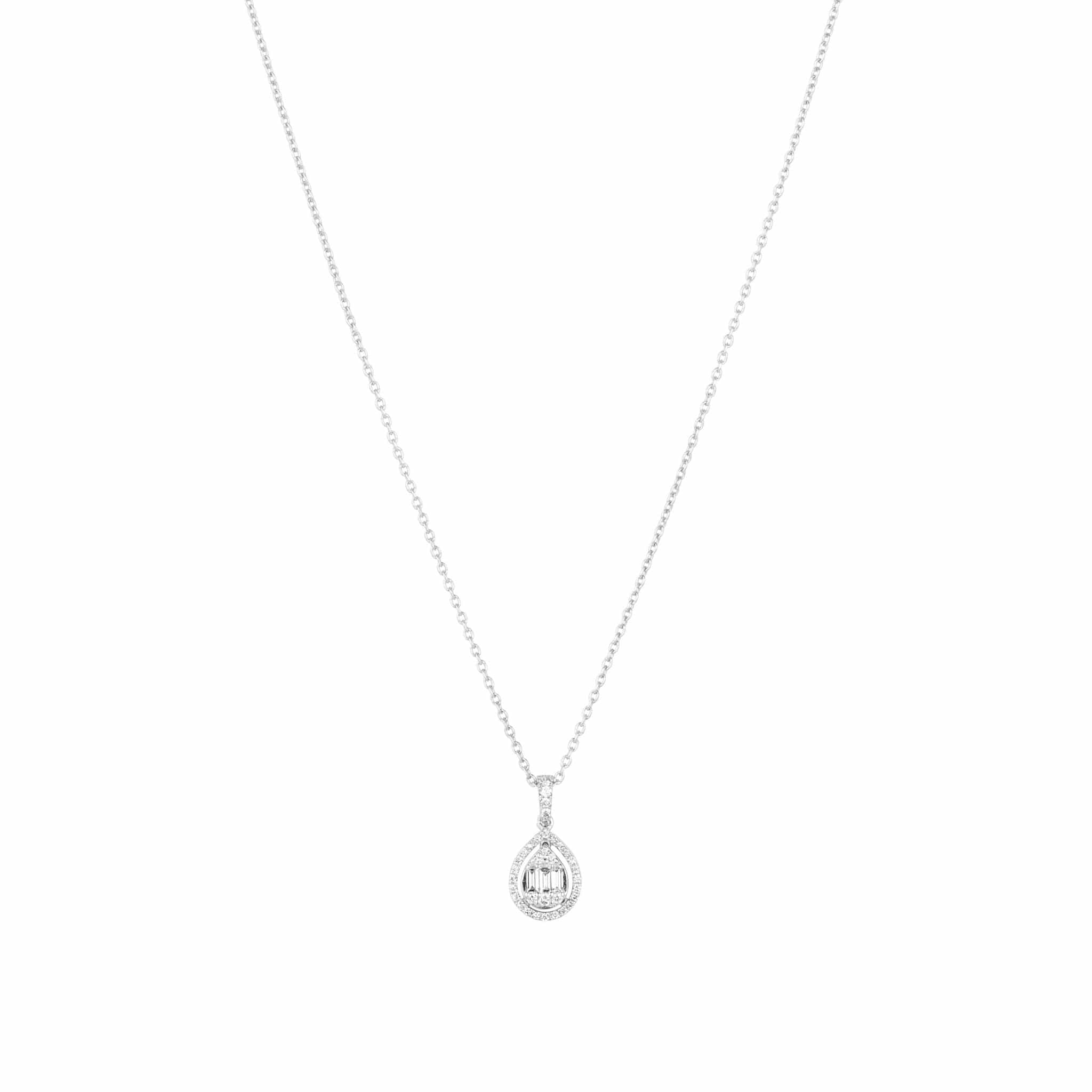 Diamond halo necklace and chain
