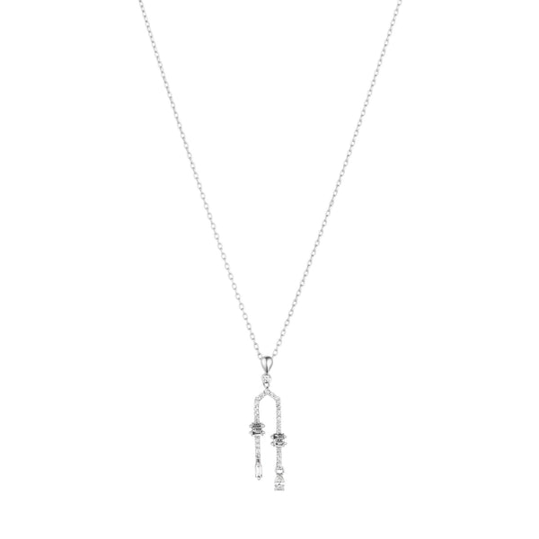Allumare Diamond Two-Pronged Pendant Necklace