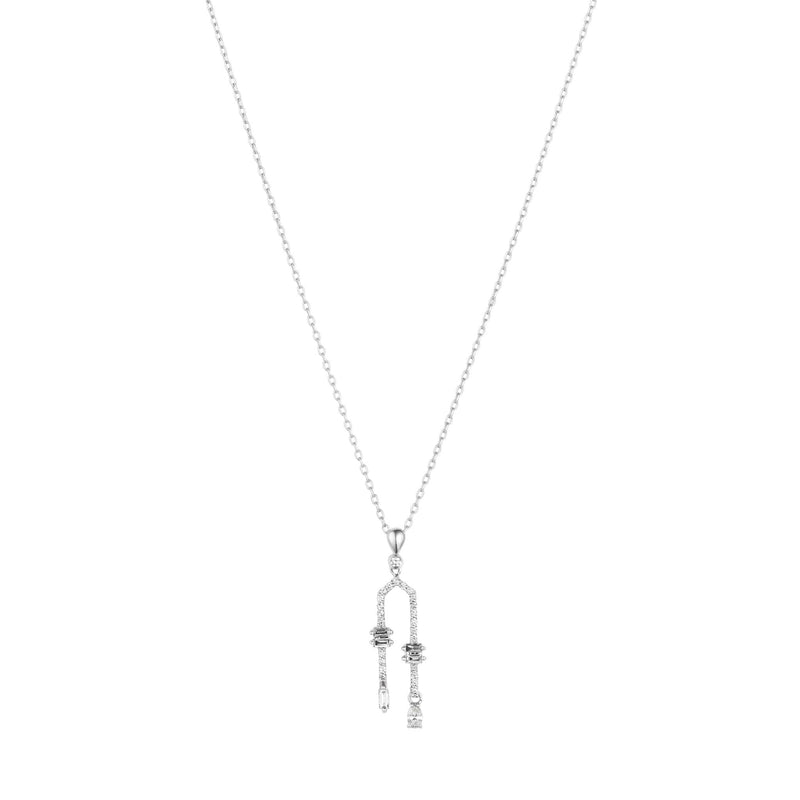 Front view of allumare white gold 2 prong diamond pendant necklace