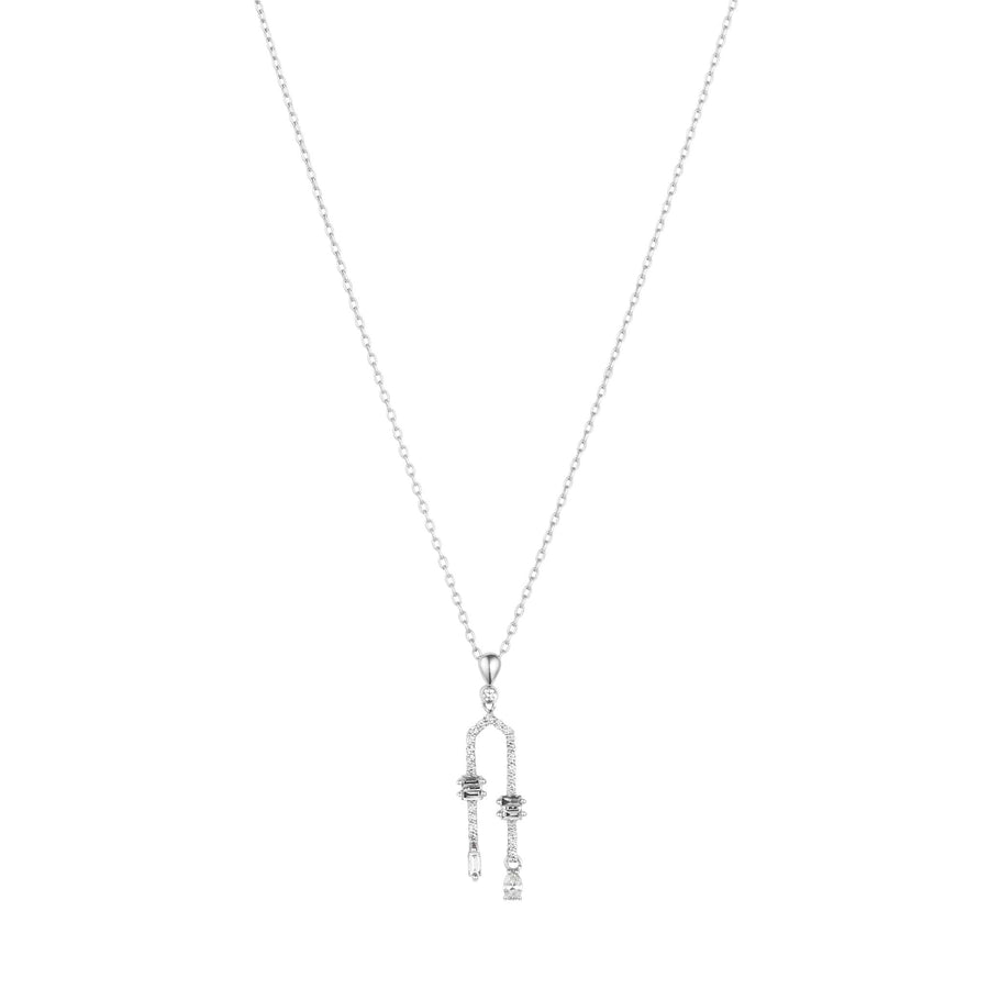 Front view of allumare white gold 2 prong diamond pendant necklace