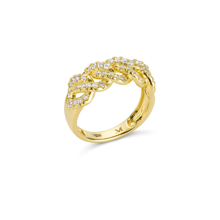 Front angled shot of Atlas gold braided diamond ring