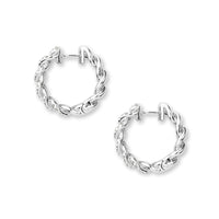 Side view of atlas white gold diamond chain link earrings
