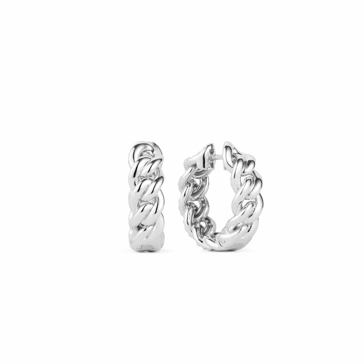 Front and angled view of atlas diamond chain link earrings