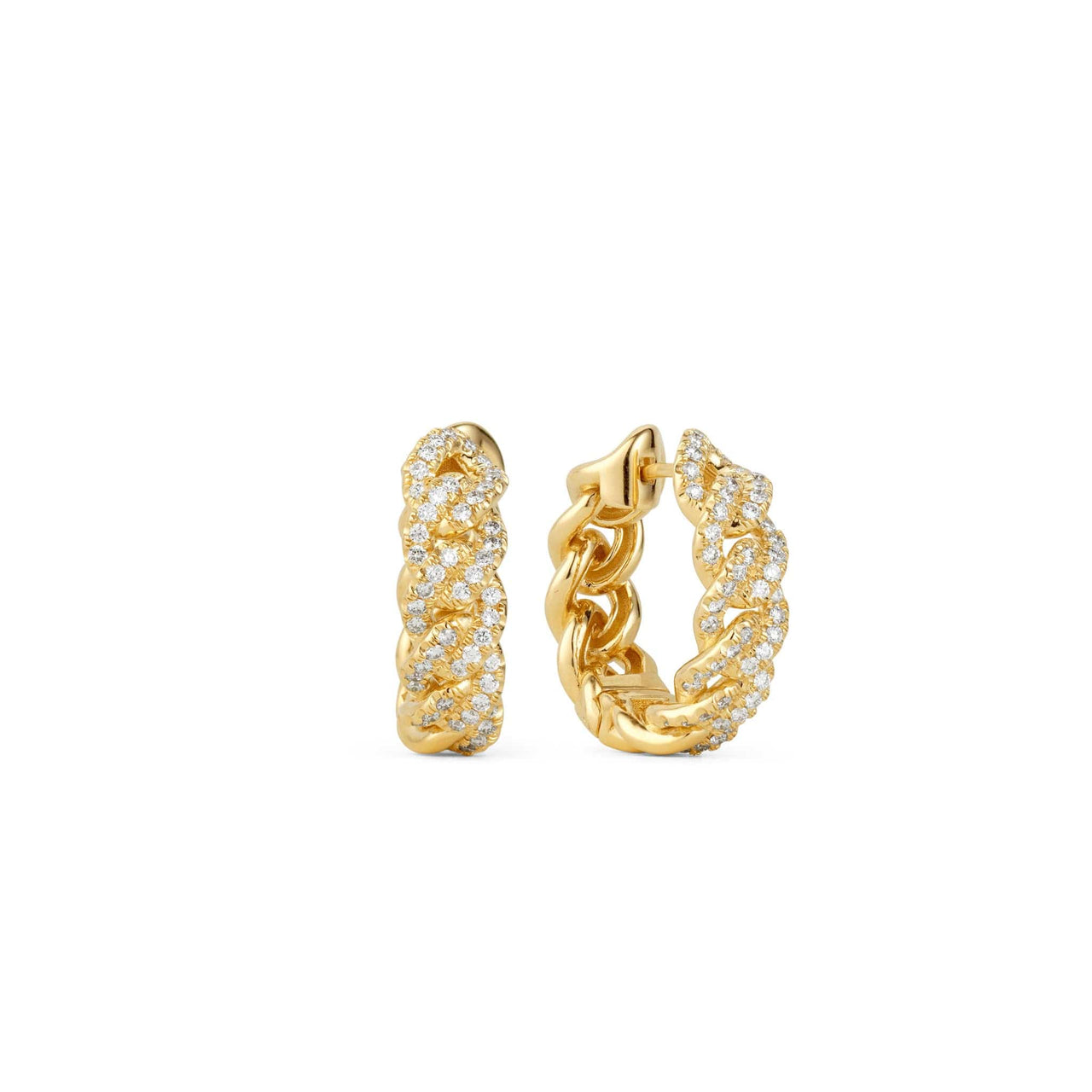 Front and angled view of atlas diamond chain earrings 