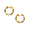 Side shot of chain link gold diamond earrings