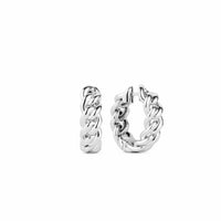 Front view of Atlas chain hoop earrings