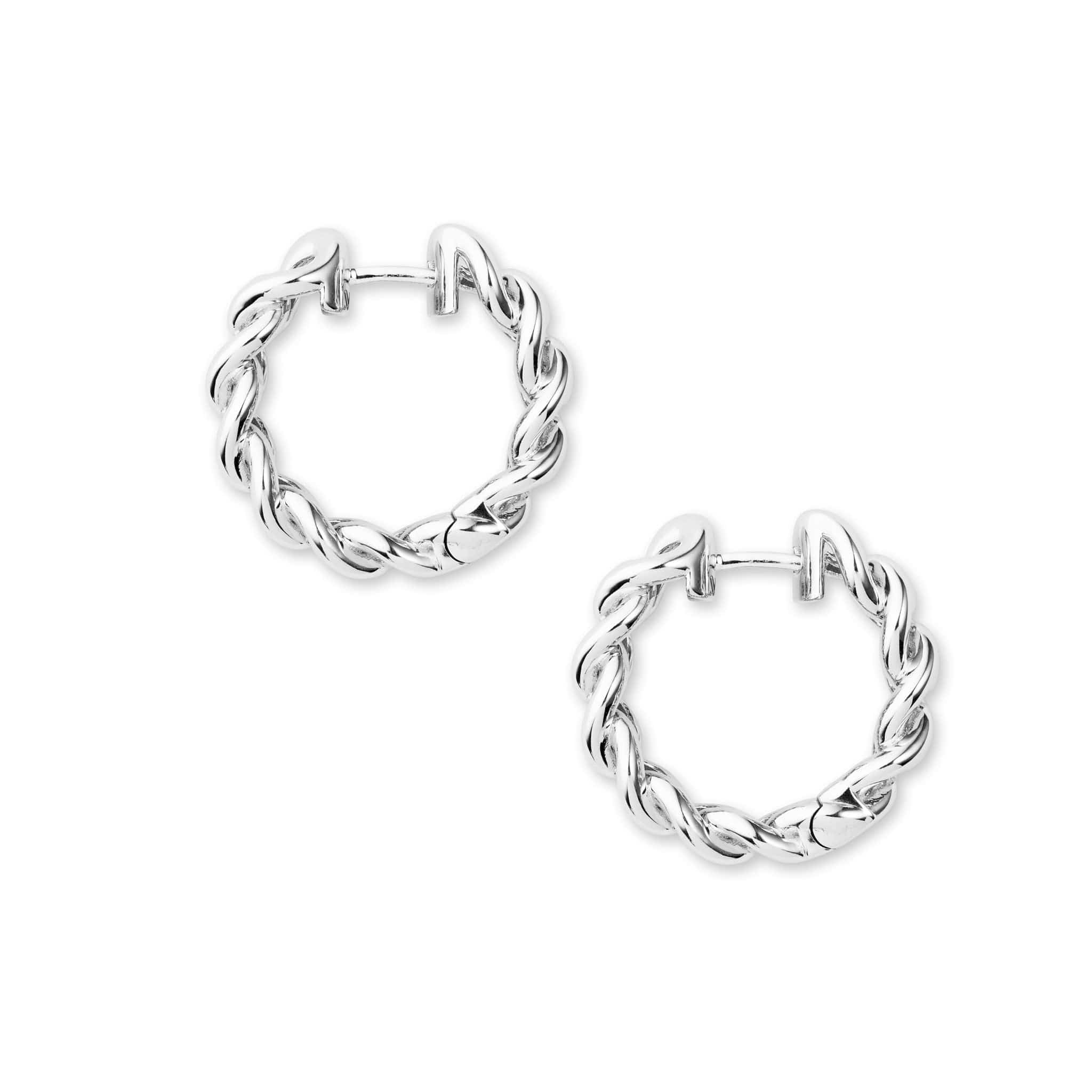 Close up shot of Atlas chain hoop earrings
